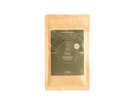 Das Dal von European Ayurveda als ayurvedisches Linsengericht in der 100-g-Packung.