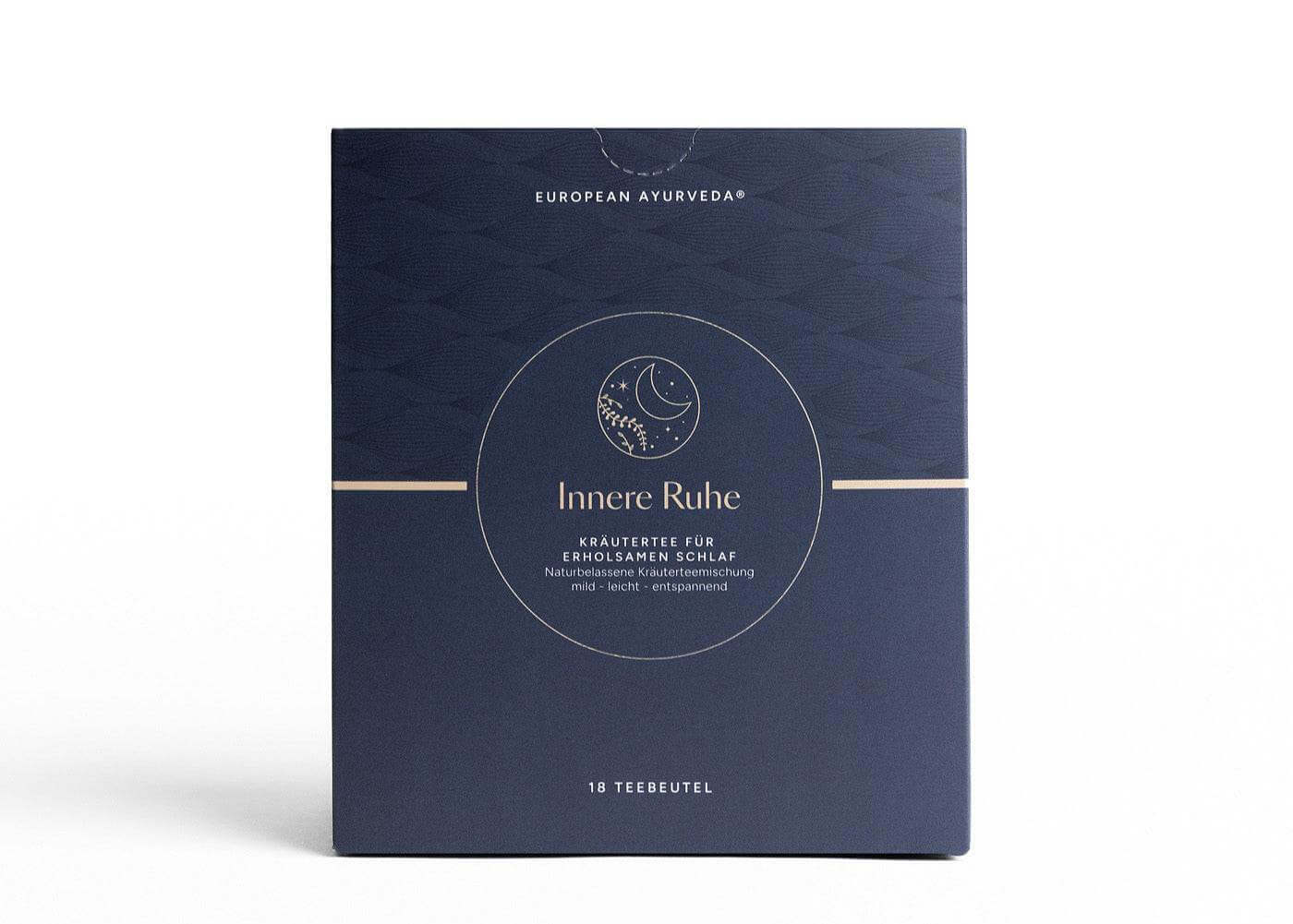 Der Innere Ruhe Tee von European Ayurveda als ayurvedische Kräuterteemischung mit 18 Teebeuteln.