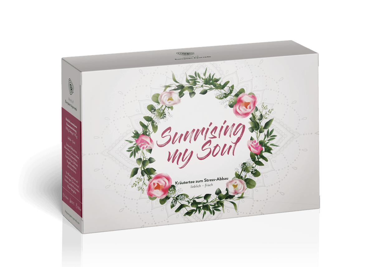 Sunrising my Soul Kräutertee von European Ayurveda – ayurvedische Teemischung mit natürlichen Zutaten für Wohlbefinden und Entspannung.